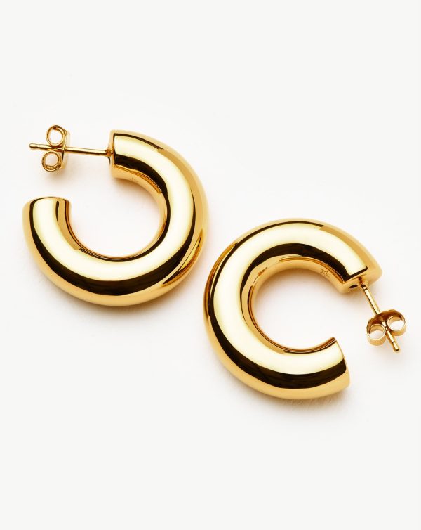 Chubby Medium Hoop Earrings | 18ct Gold Vermeil - Image 3
