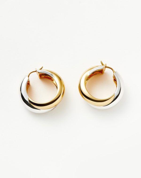 Lucy Williams Chunky Medium Entwine Hoop Earrings | Mixed Metal - Image 4
