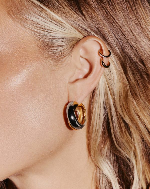Lucy Williams Chunky Medium Entwine Hoop Earrings | Mixed Metal - Image 2