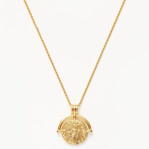 Lucy Williams Medium Engravable Roman Arc Coin Necklace | 18ct Gold Plated