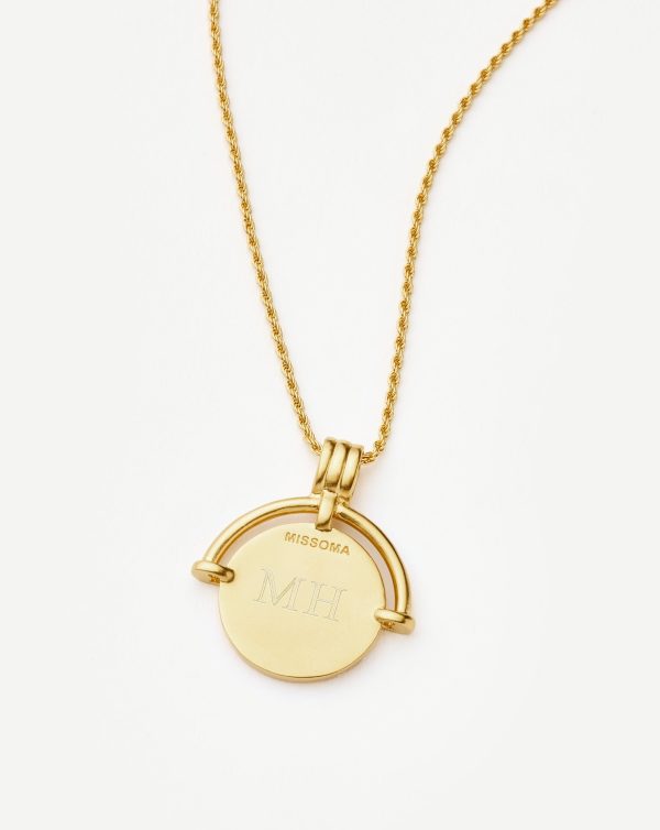 Lucy Williams Medium Engravable Roman Arc Coin Necklace | 18ct Gold Plated - Image 4