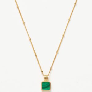 Lucy Williams Square Malachite Necklace | 18ct Gold Vermeil/Malachite