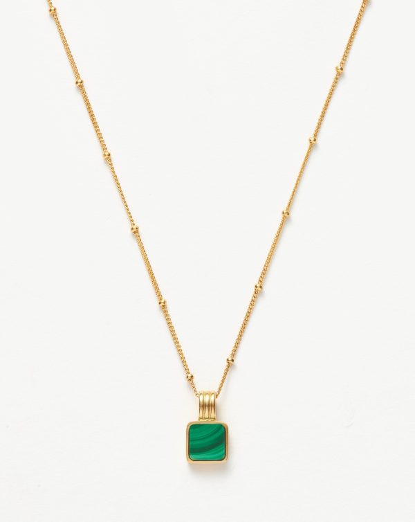 Lucy Williams Square Malachite Necklace | 18ct Gold Vermeil/Malachite