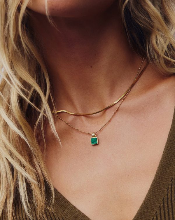 Lucy Williams Square Malachite Necklace | 18ct Gold Vermeil/Malachite - Image 2