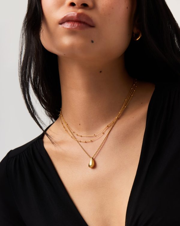 Savi Sculptural Droplet Pendant Necklace | 18ct Gold Vermeil - Image 2